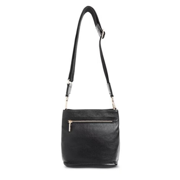 WHISTLES Dion pebbled leather small bucket crossbody bag + Dust bag BLACK - Picture 1 of 13